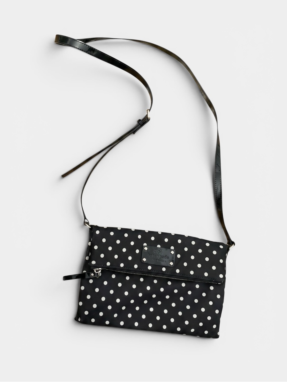 Kate Spade Aleah Spot Nylon Polka Dot Foldover Crossbody Bag EUC